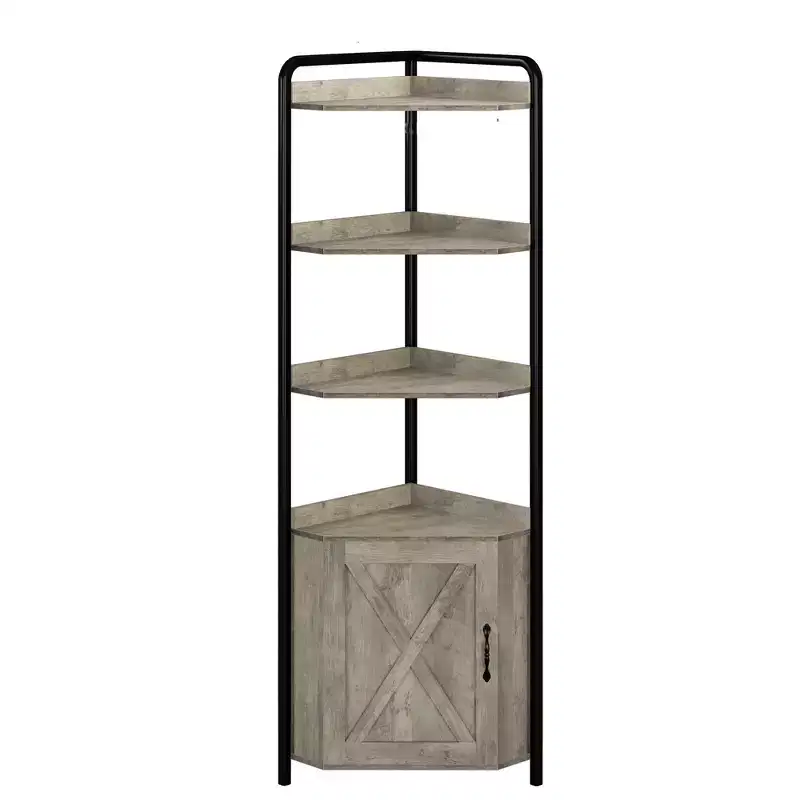 Corner Shelf with Storage, 70.9 Inch Tall Corner Cabinet Corner Bookshelf Storage Rack for Bedroom Plant Stand for Living Room, Office, Kitchen-Grey