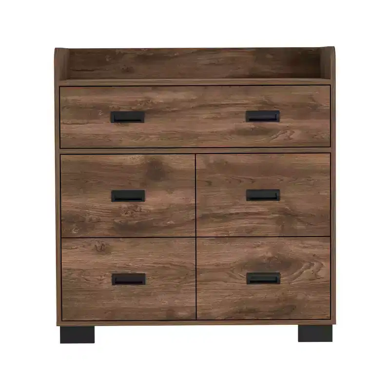 4-Drawer Dresser with One Double Drawer,Modern Chest of Drawers with Large Storage Space&Metal Rails,Superior Top