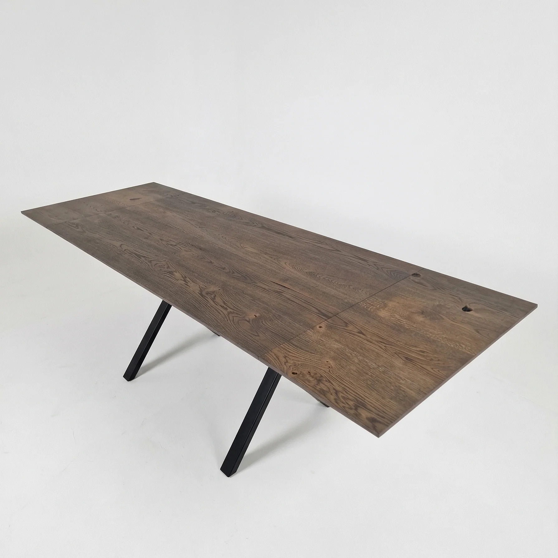 Oak Dining Table in Charcoal from 160 to 240 cm - Handcrafted from solid wood - this exquisite dark oak wood dining table is a