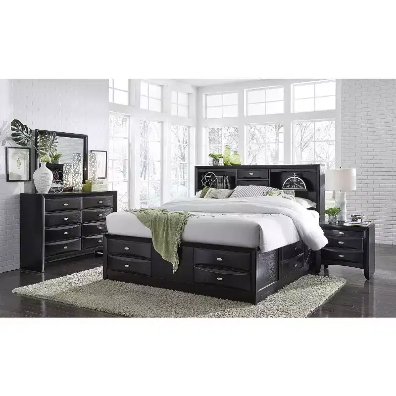 Black Mirror with Sleek Wood Frame, Large Modern Mirror for Bedroom Dresser or Wall Display