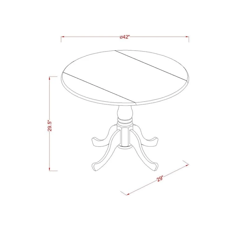 East West Furniture Dublin Kitchen Dining Table - a Round Wooden Table Top with Dropleaf & Pedestal Base, (Finish Options)