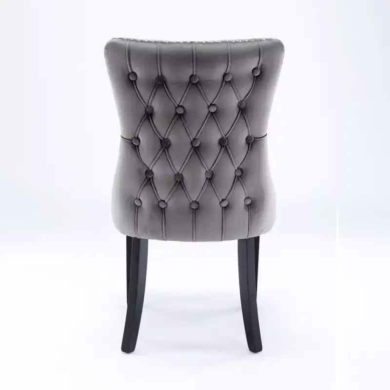 Okak Retro Dining Chairs Set of 2, Comfy Upholstered Wing-Back Chairs with Backstitching Nailhead Trim, Kitchen Chairs with Solid Wood Legs
