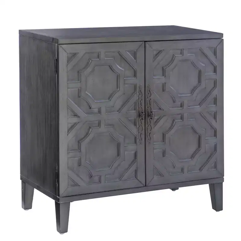 Solid Wood 2-Door 2-Shelf Accent Cabinet