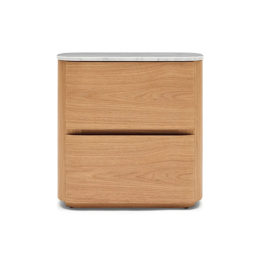 Natural Marble Bedside Table with Soft Close and Storage for Bedroom