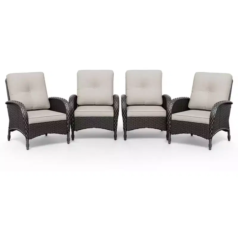 UPTIOT Premium Handwoven Wicker Patio Chairs with Olefin Cushions for Outdoor Comfort and Durability