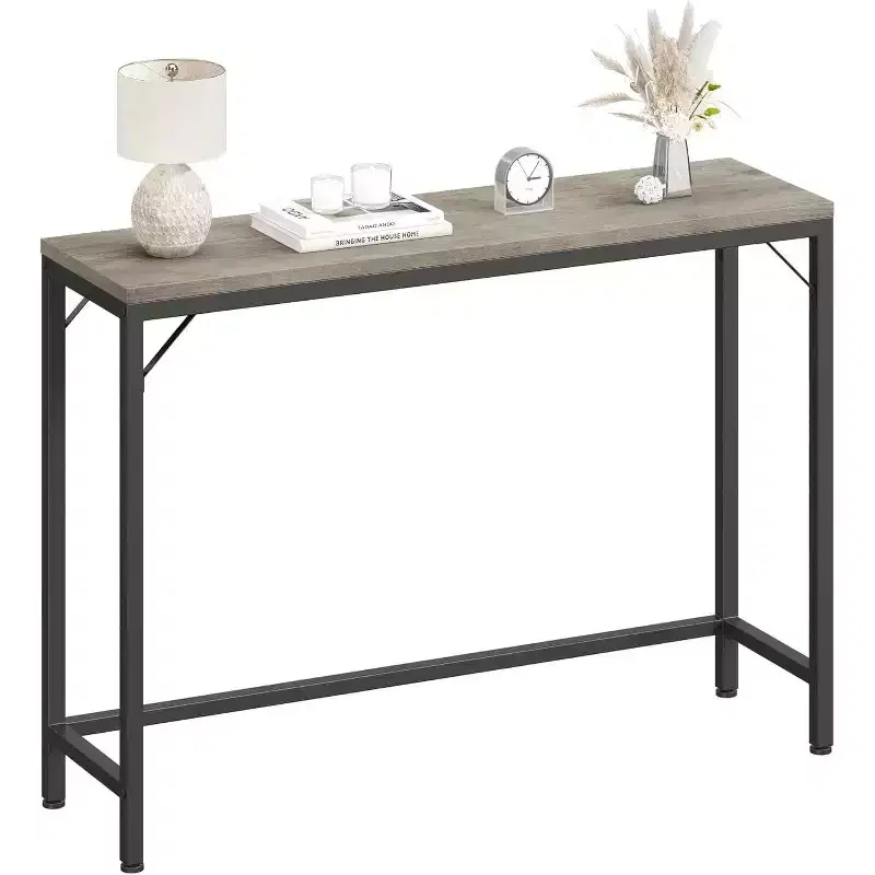 Modern Sofa Table, 39.4 in Industrial Style Console Table for Behind Couch, Entryway or Hallway, Sturdy Metal Frame with Wooden Top