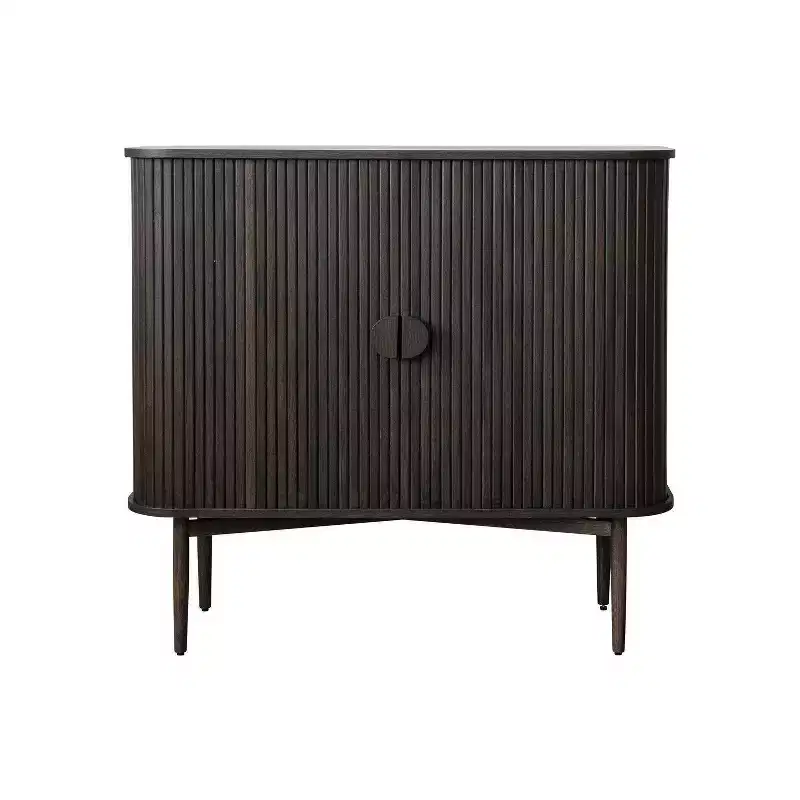 Storied Home Oak 28.5" Tall 2 Door Decorative Storage Cabinet: Rubberwood & MDF, No Assembly Required