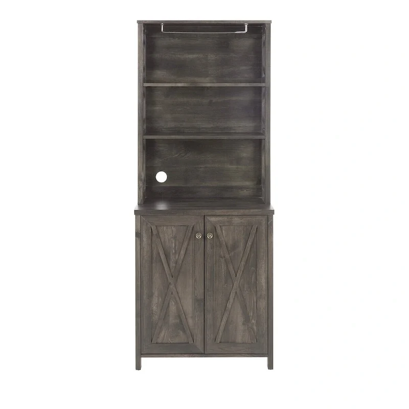 Coffee Bar Cabinet with Hollow Out Barn Design