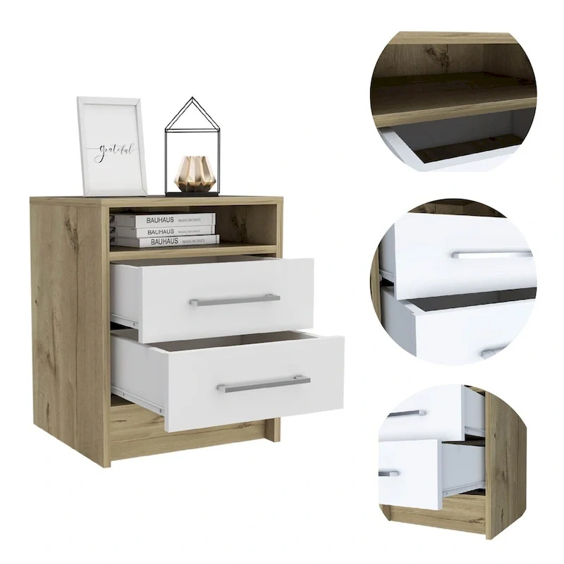 Rowley 2-Drawer 1-Shelf Rectangle Nightstand Smokey Oak