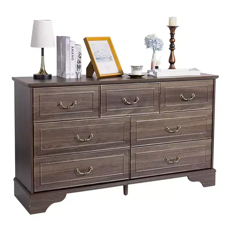 Karl Home 7-Drawer Brown MDF (Medium-Density Fiberboard) 53.94in. W Chest of Drawer