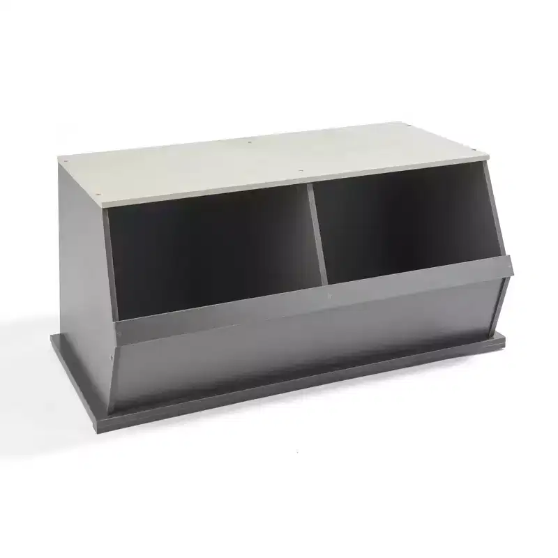 Badger Basket 2 Bin Stackable Storage Cubby Charcoal/Gray Woodgrain: Toy Storage, MDF Laminate, Enclosed Back, 3+ Years
