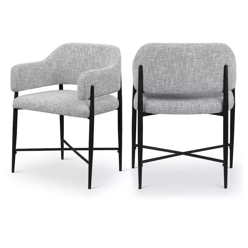 Meridina Furniture,Dame Grey Fabric Upholstered Dining Chair, Set of 2
