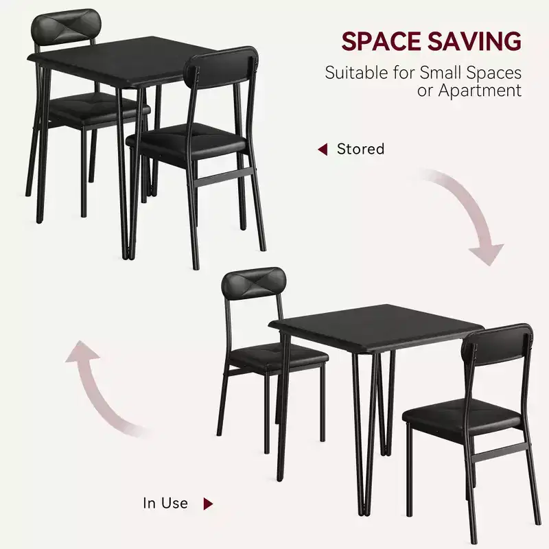 3 Piece Dining Table Set, with 2 Upholstered Chairs
