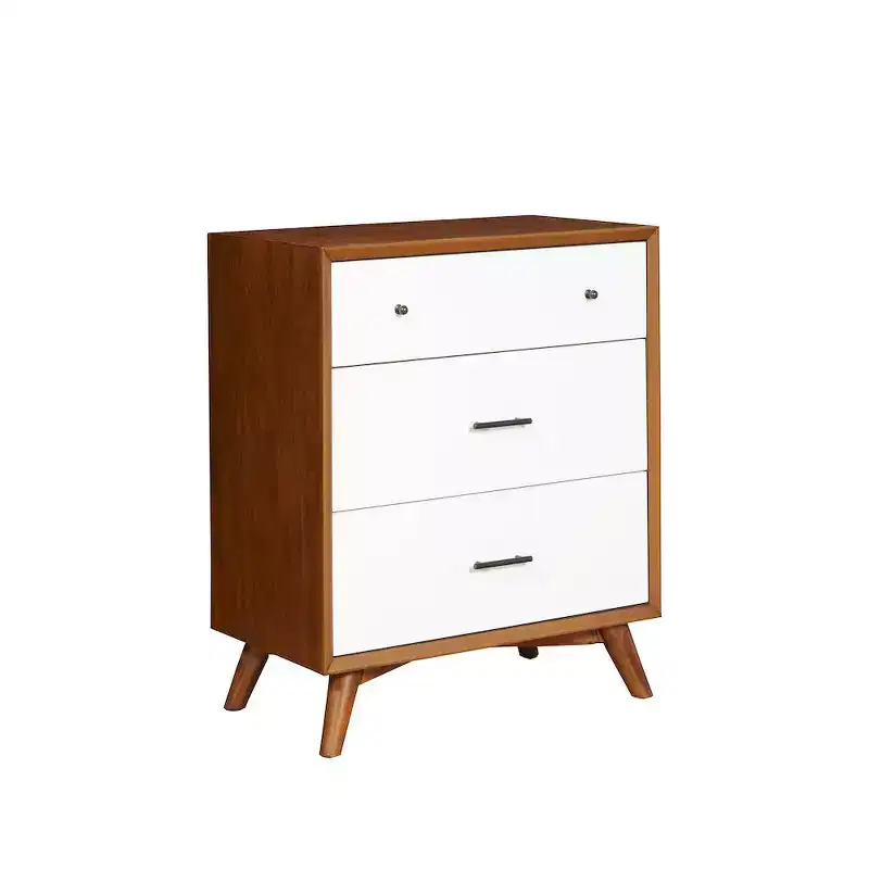 Alpine Furniture,Flynn 2 Drawer Two Tone Nightstand, Acorn/White