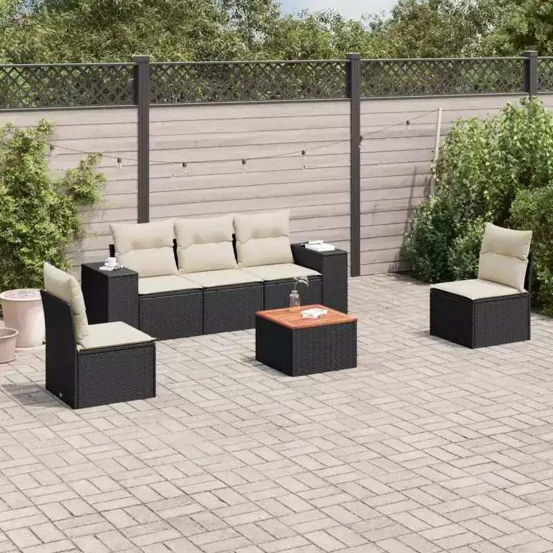 vidaXL Garden Sofa Set Black PE rattan 6-piece set Modular