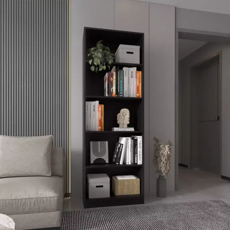 Okak Minimalism Bookshelf, Display Case with 5 Open Shelves, Freestanding Storage Organizer for Living Room, Office