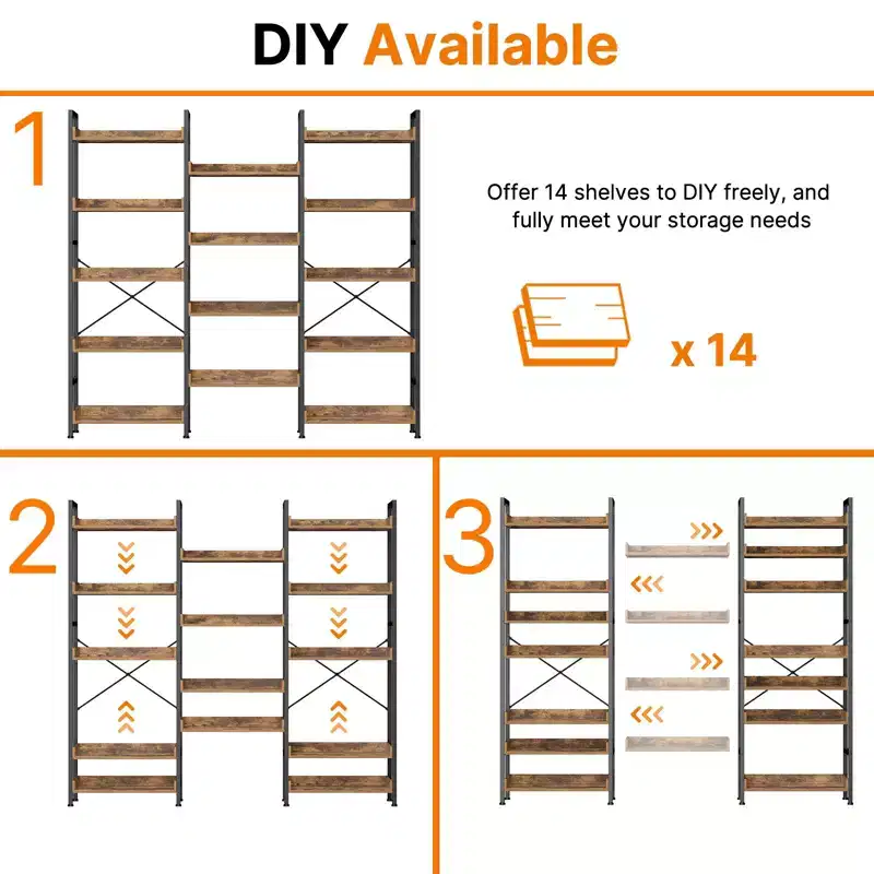 Multi-layer corner bookshelf, detachable corner space-saving bookshelf with multiple hooks