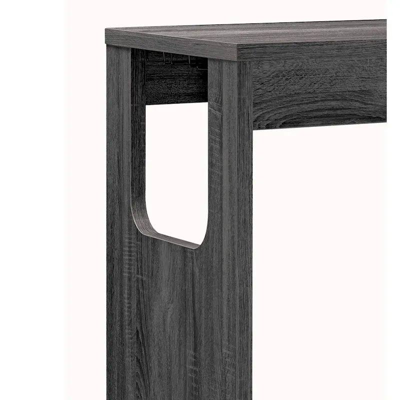 Bar Table with 3-Tier Side Shelves and Wine Glass Holders, Gray