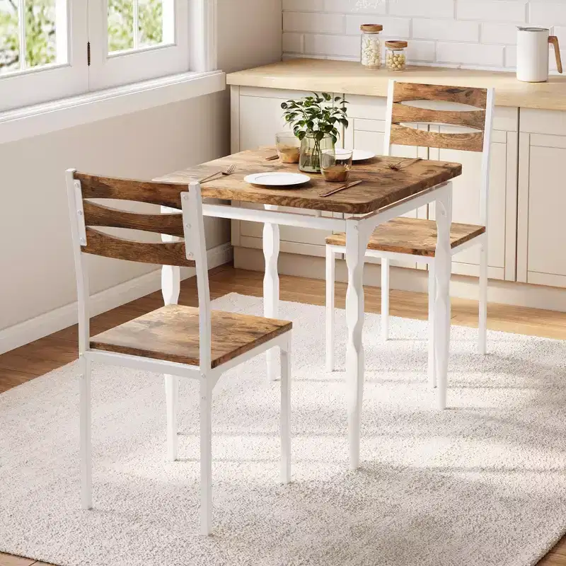 Dining Table Set for 2, Dining Table and Chairs Set of 2, 3 Piece Dining Table Set with Spiral Table Legs for Small Spaces, Kitchen, Apartment