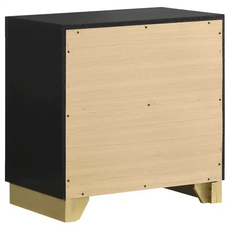 Black & Gold 2-Drawer Nightstand – Single
