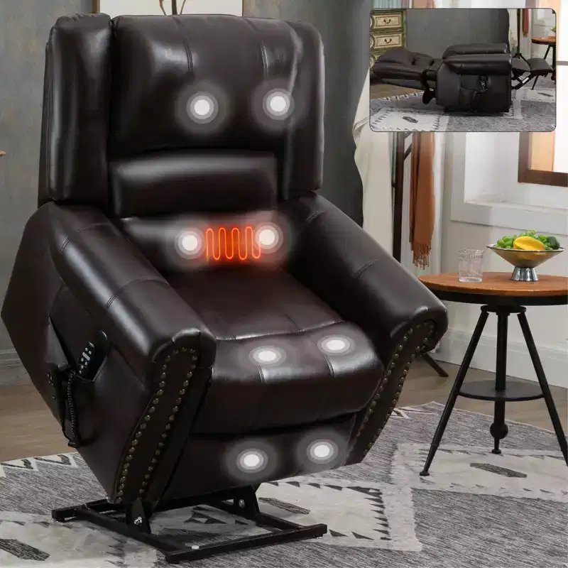 Power Lift Recliner Heating Massage Chair with Dual Motor and USB Ports 4B -ModernLuxe