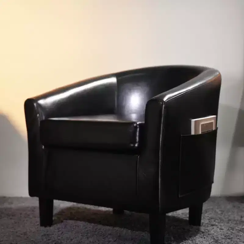 Wing Chair Small Accent Armchair with PU Cushion, 25x26.8x28 Faux Leather Lounge Chair in Brown Grey Black for Compact Spaces