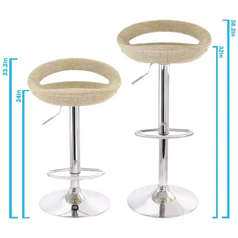 2 Piece Adjustable Rattan Barstool in Gray with Chrome Base