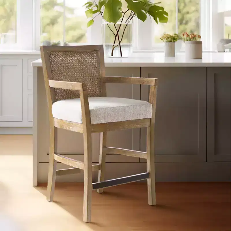 Paulie Cane Back Counter Height Barstool Cream/Reclaimed Natural