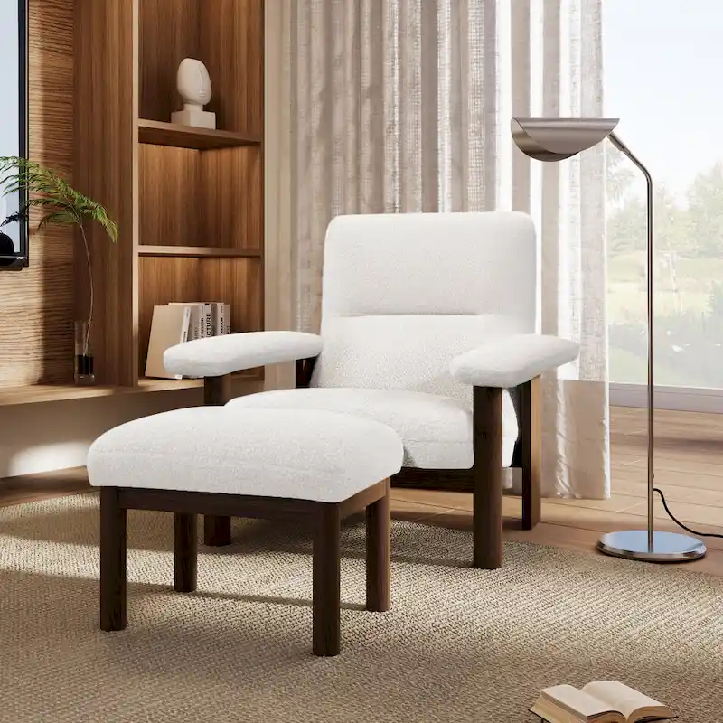 Mid-Century Accent Chair with Ottoman