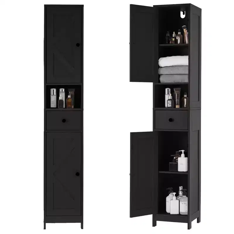 66.9 Tall Bathroom Storage Cabinet, Freestanding Narrow Organizer with Adjustable Shelves, Water Resistant Design, for Small Spaces Kitchen Hallway,