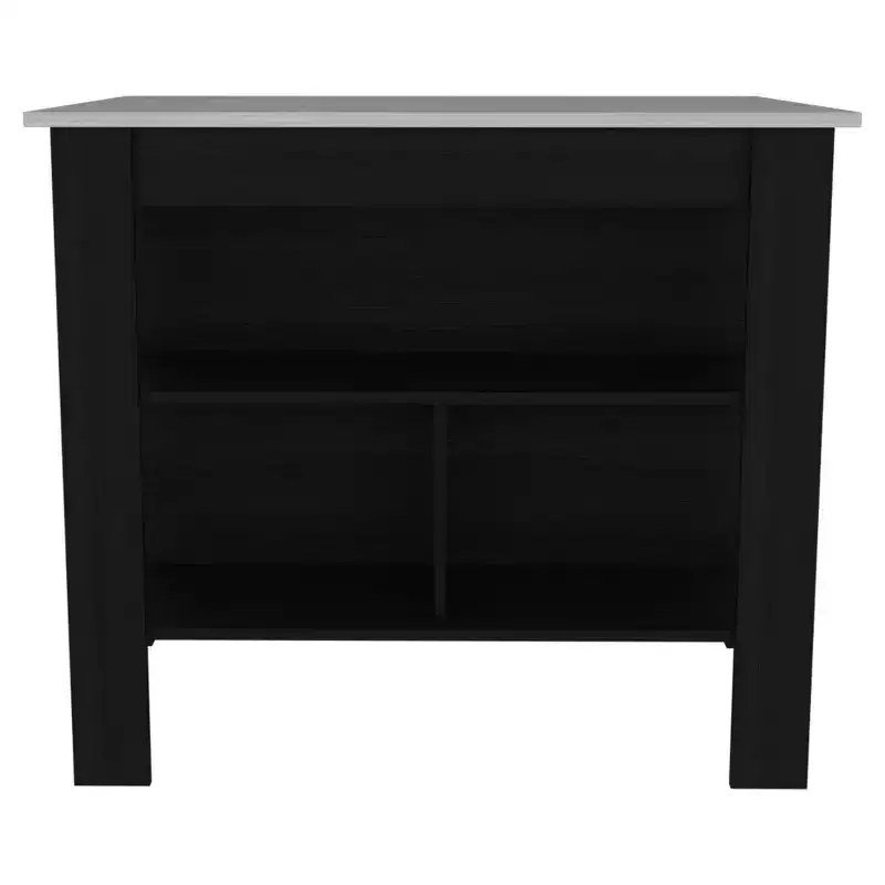 Black and Ivory 41 Kitchen Island With Storage