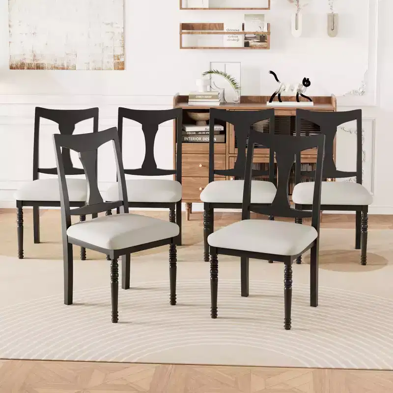 7-Piece Extendable Dining Set with 60-78 Table and 6 Upholstered Chairs