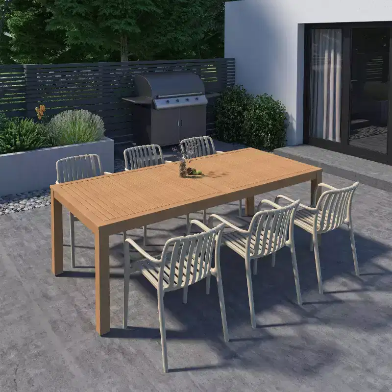 Amazonia Beijo 7pc Rectangular Outdoor Patio Dining Set Beige