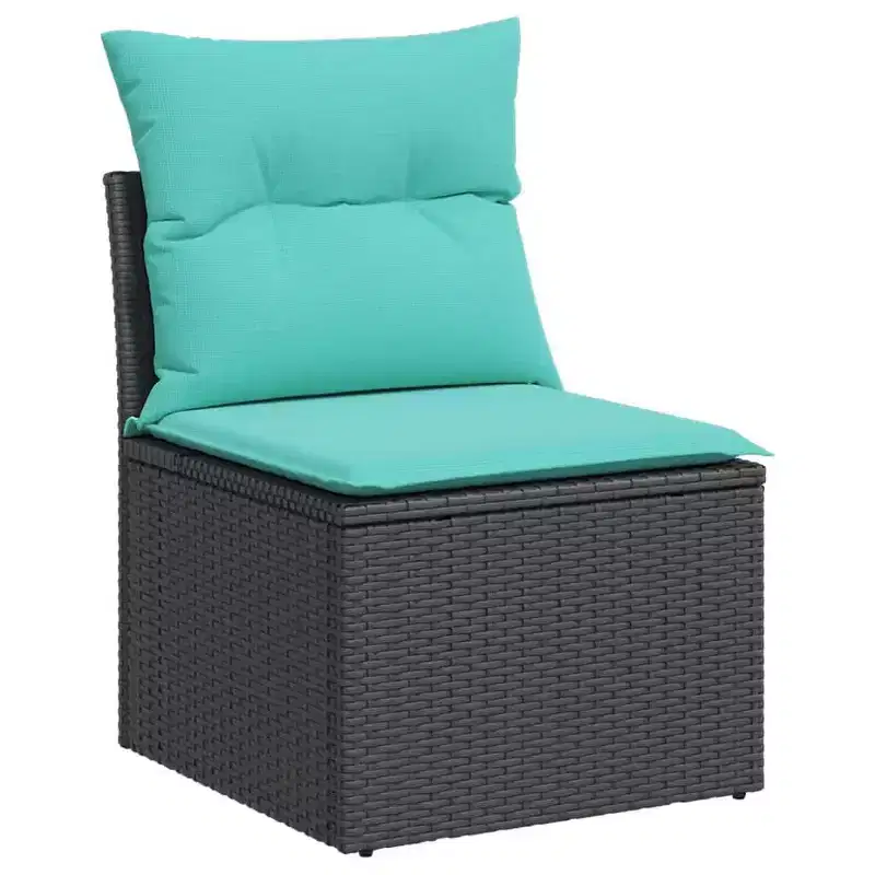 vidaXL 8 Piece Patio Sofa Set with Cushions Black Poly Rattan