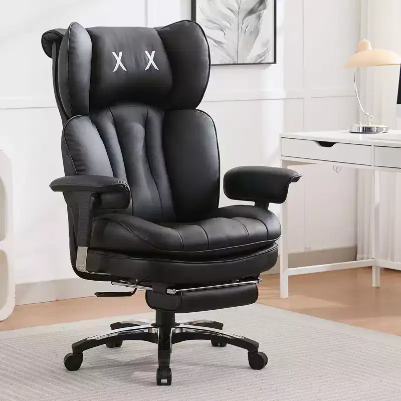 Ergonomic Big and Tall Office Chair, High Back PU Leather Computer Chair, Wide Seat Executive Desk Chair with Footrest and Lumbar Support