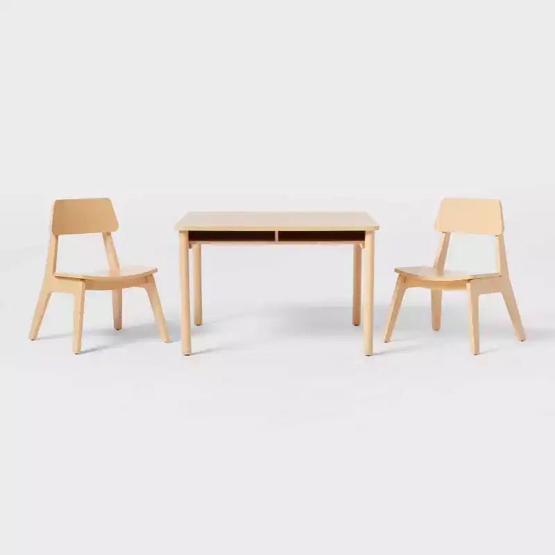 Natural Wood 2pc Kids' Activity Table and Chairs Set - Pillowfort™