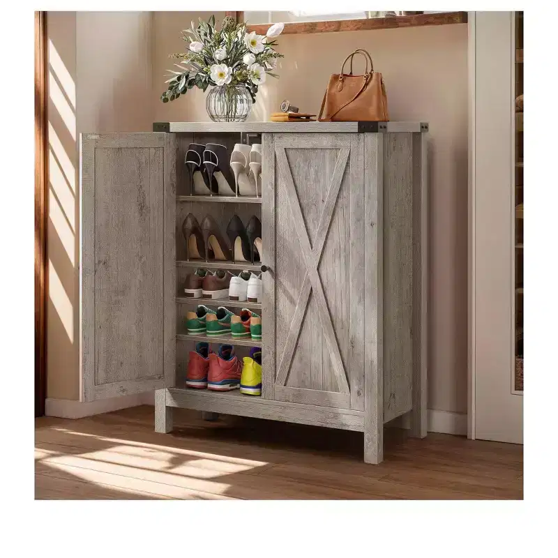 5-Tier Shoe Storage Cabinet Storage Cupboard Unit Sneaker Organizer Shoe Organizer Entryway Shoe Rack With 2 Doors