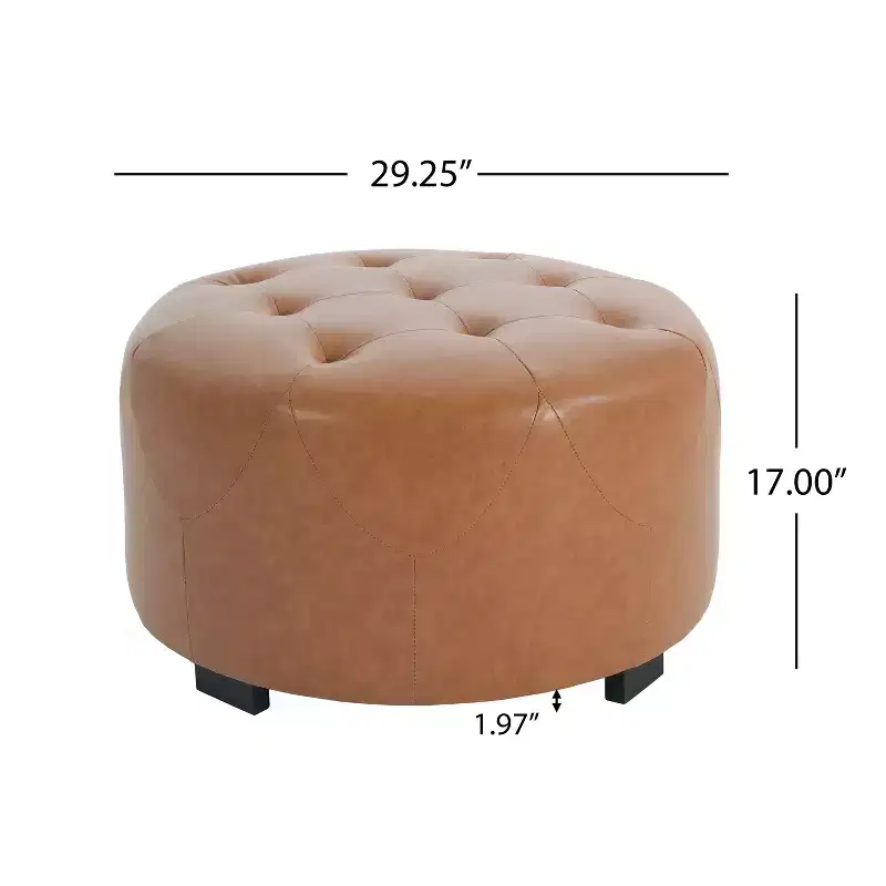Christopher Knight Home Furina Modern Upholstered Button Tufted Round Ottoman