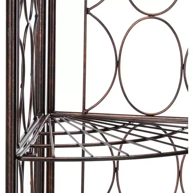 Brushed Copper Metal 5-Tier Corner Shelf Rack - Space-Saving Display Stand, 56