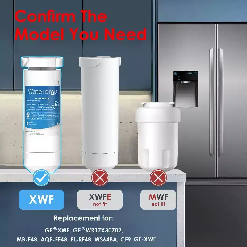 Waterdrop XWF Water Filter for GE XWF Refrigerator, Replacement for GE XWF, WR17X30702, 8 Filters(NOT XWFE)