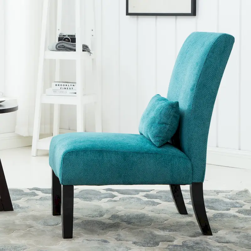 Teal Blue 31.75 High Back Polyester Accent Chair