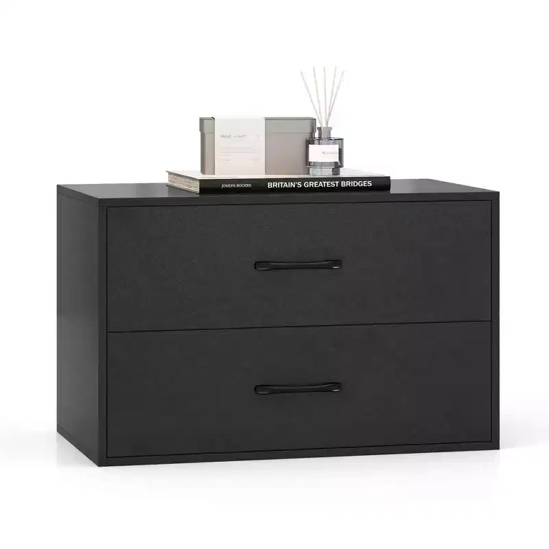 Costway 2-Drawer Dresser Stackable Horizontal Storage Organizer w/Handles White/Walnut/Black