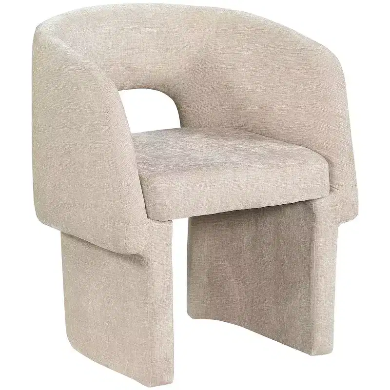 Chenille Fabric Dining Chair / Accent Chair, Beige, Steel Inner Frame, Contemporary