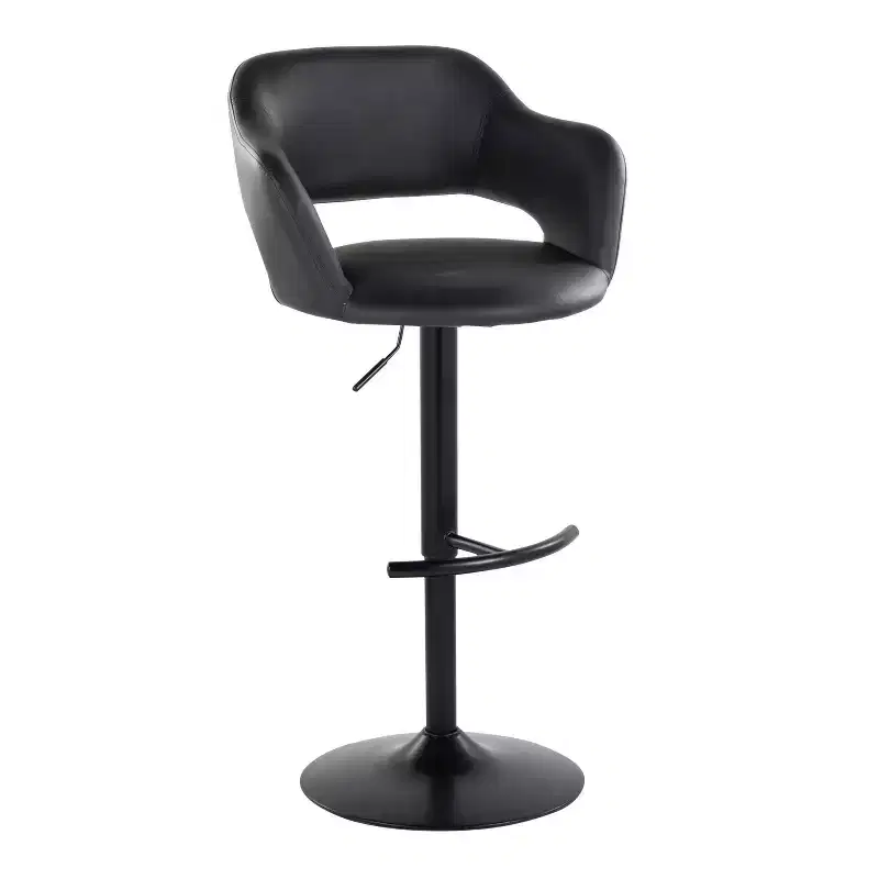 LumiSource Set of 2 Margarite Adjustable Barstools Black PU