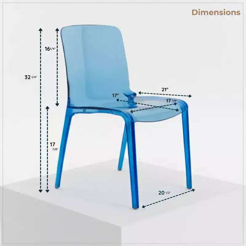 Clear Acrylic Dining Chair Set of 2 Stackable Waterfall Edge Lightweight 275 lbs