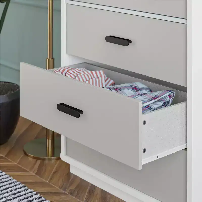CosmoLiving by Cosmopolitan Valencia Tall 5-Drawer Dresser, Taupe and White