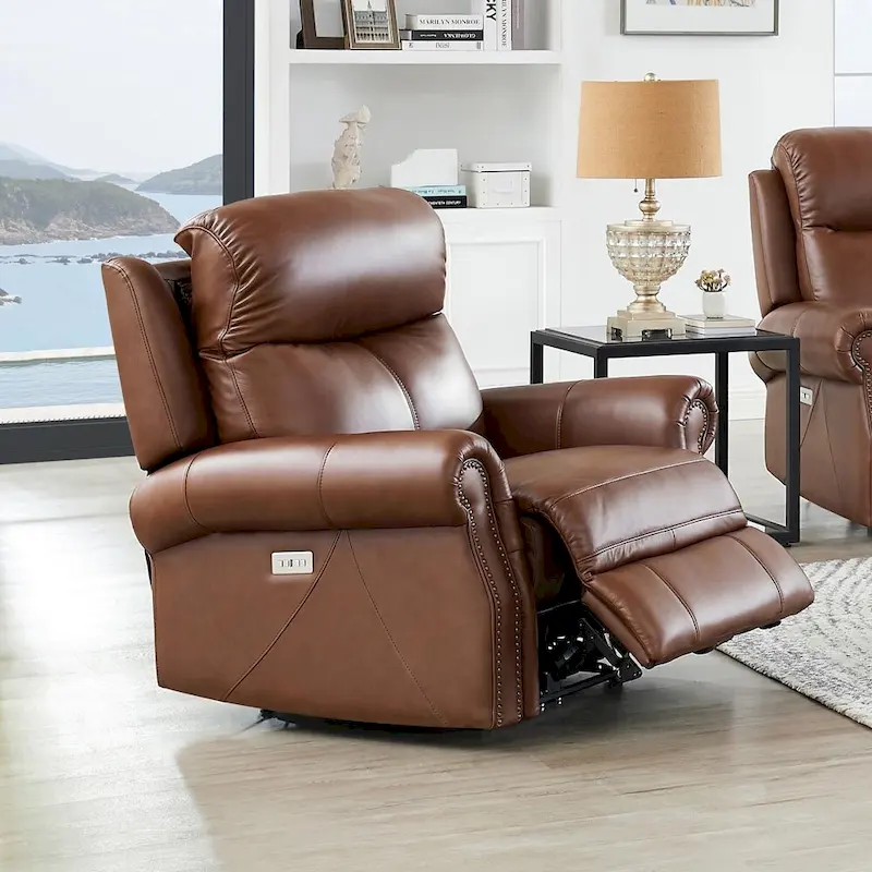 Pecan Brown / Bristol Cocoa Zero Gravity Power Recliner, 1-Seat, Top Grain Leather