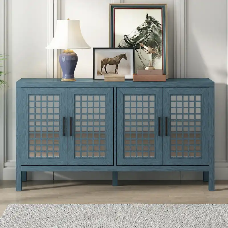 Nestfair Retro Sideboard with 4 Door Large Storage and Adjustable Shelves - N/A