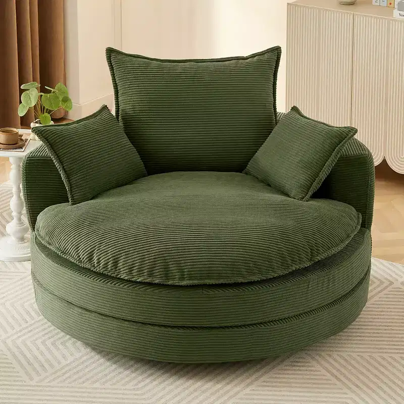 360 Swivel Barrel Chair with Dual-Layer Cushion Design