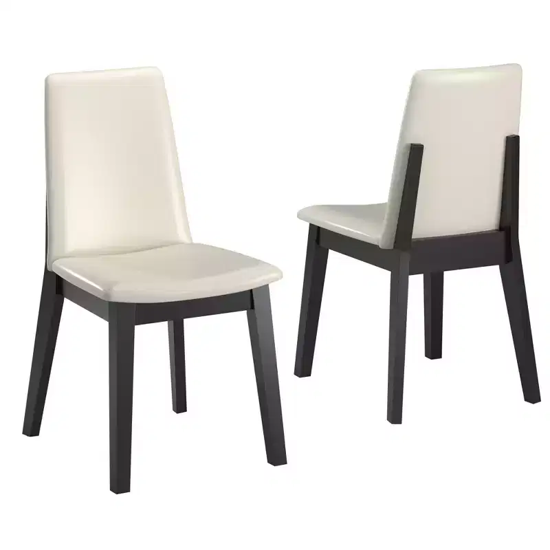 Fuske Wood Finish White Vegan Leather Dining Chair (Set of 2) - iNSPIREQ